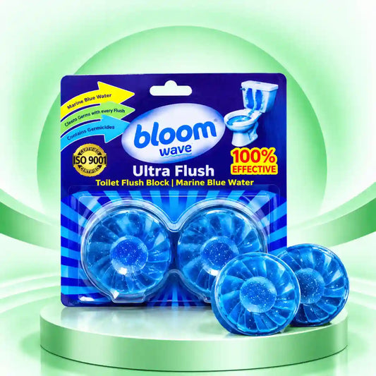 Bloom Wave Ultra Flush Toilet Block in green bg