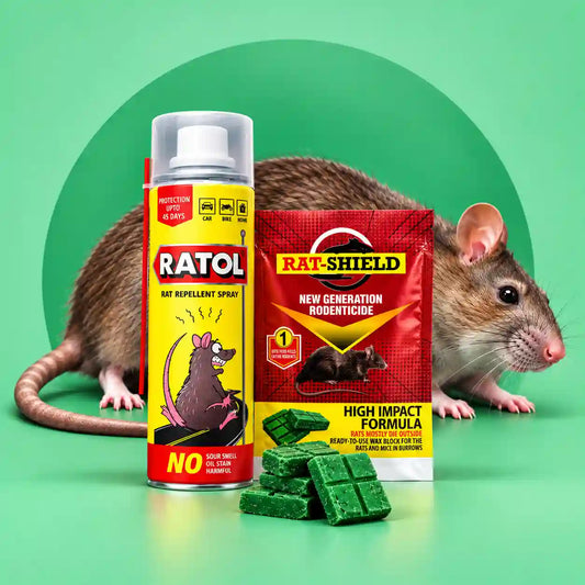 Ratol 150ml rat repellent spray and Rat-Shield 100g rodenticide cake combo