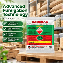 Sanphos Aluminium Phosphide 56% advanced fumigation technology for stored grain pest control in warehouses.