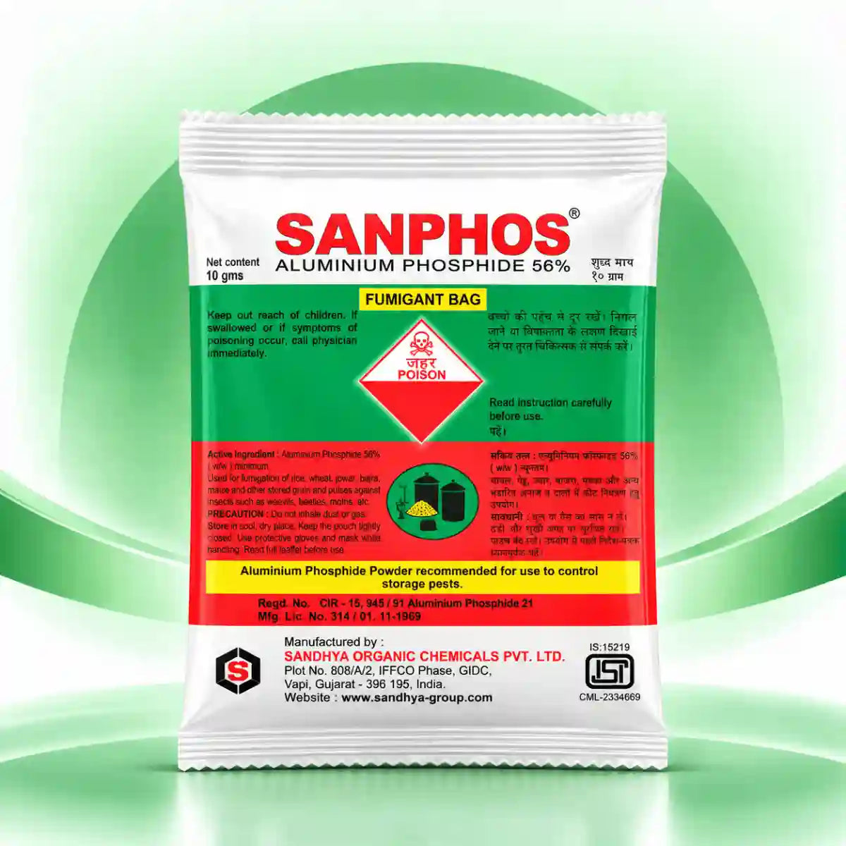 Sanphos Aluminium Phosphide Fumigant Powder 10g