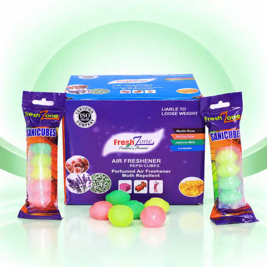 Fresh Zone Pepsi Cube Air Freshener box, perfumed moth repellent cubes in four fragrances