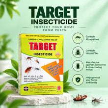 Target Lambda-Cyhalothrin 10% WP insecticide box with insecticide killing