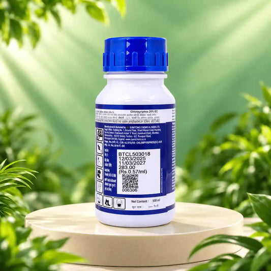 Tricel Chlorpyriphos 20% EC insecticide 500ml bottle back label