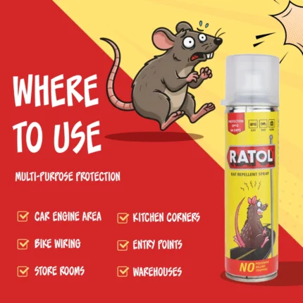 Ratol Rat Repellent Spray Aerosol Can Up to 60 Days Protection NO Poisoning NO Killing for Cars and Bikes
