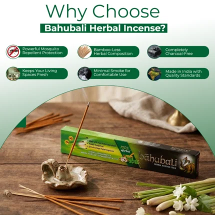 Bahubali 100% Herbal Incense Sticks for Mosquito Repellent with Unique Herbal Fragrance