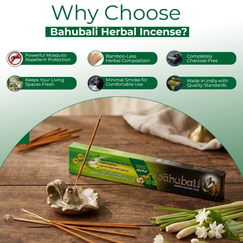 Bahubali 100% Herbal Incense Sticks for Mosquito Repellent with Unique Herbal Fragrance