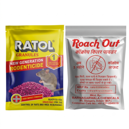Ratol Granules and Roach Out Cockroach Killer Powder Combo Pack Pest Control Kit