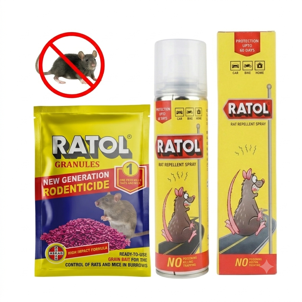 Gemini_Generated_Image_o5adujo5adujo5ad Ratol Rat Repellent Spray 150ml and Ratol Granules Combo Pack for 60 Days Rat Protection in Cars Bikes and Homes India